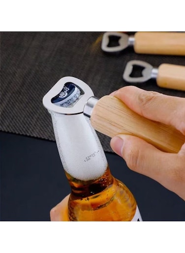 Steel Bottle Opener with Wooden Handle, Wedding Gifts for Guests, Kitchen Bar Tools