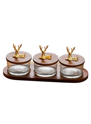 vertical pattern three heroes set: 3&Atilde;&mdash;200ml moisture-proof glass jar + natural wood lid tray   coffee beans lock freshness/candy anti-sticking/living room light luxury storage, Ramadan kitchen artifact one-click upgrade home aesthetics
