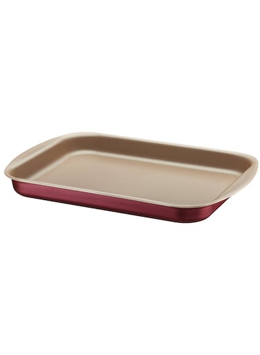 Brasil 28cm 2L Red Aluminum Flat Roasting Pan with Interior and Exterior Starflon Max PFOA Free Nonstick Coating
