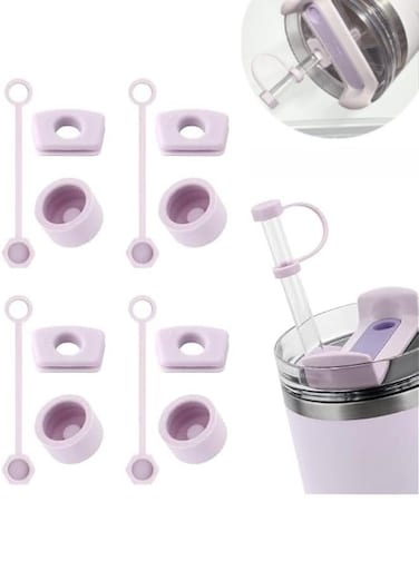 Silicone Spill Stopper Set Compatible with Stanley Cup 2.0 30oz &amp; 40oz with Straw Cover (Set of 4, Orchid)