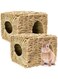 Young Wolf Pair of Grass Foldable Woven Animal Hut Bunny House Play Hideaway Bed Hay Mat for Rabbit Guinea Pigs Gerbils Hamster and Small Animals
