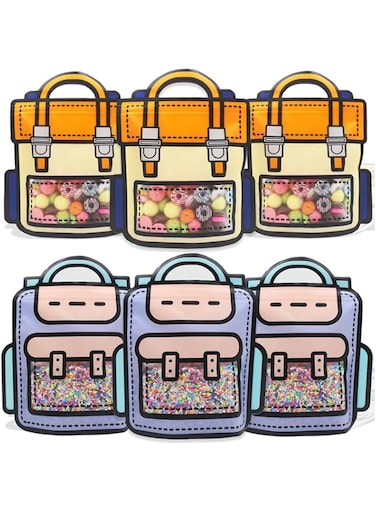 30 Pack Cartoon Backpack Goodie Bags Clear Gift Candy Bags with Handle Small Plastic Ziplock Seal Bags Smell Proof Resealable Packaging ，Treat Bags With Handle For Candy, Snack, Birthday, Party Gift B