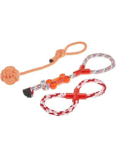 Khazna Pet Puppy Toys Gift Set Ball Rope and Chew Squeaky for Dog Cat 10 Pcs