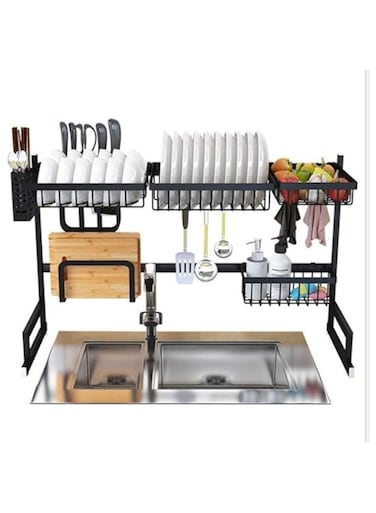 Dubai Gallery Stainless Steel Dish Drying Rack Black 85X32X52Cm