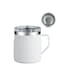 Stainless Steel Insulated Coffee Mug, Double Wall Vacuum Insulated Coffee Cup with Handle and Lid(White, 450ml)