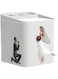 QYEZSOTL Square Tissue Box Holder, Bride and Groom Toilet Trash Receptacle, Stainless Steel with Handle, White