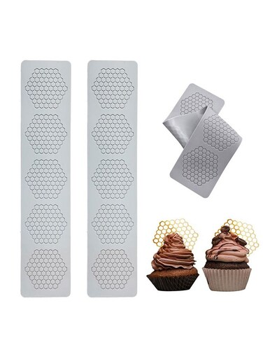 2 PCS Honeycomb Molds Silicone, Honeycomb Lace Mat, Fondant Molds,3D Beehive Lace Silicone Molds for Baking,Cake, Chocolate, Candy Decorating for Kitchen