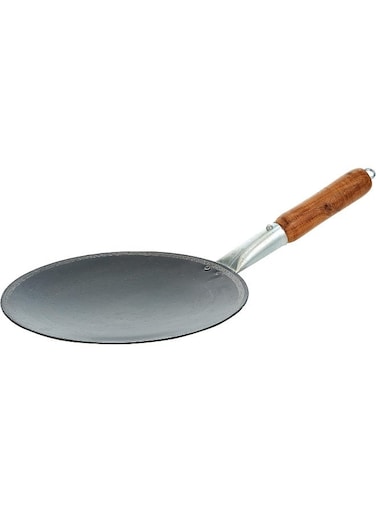 Iron Fry Pan With Handle, Black, 45 cm, IHT010, Dosa Tawa, Flat Fry Pan, Pancake Maker Black 25cm