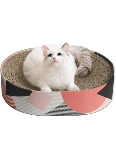 TOMVAES Cat Scratcher Cardboard, Oval Corrugated Scratch Pad, Cat Scratching Lounge Bed, Durable Recycle Board for Furniture Protection, Cat Scratcher Bowl, Cat Kitty Training Toy