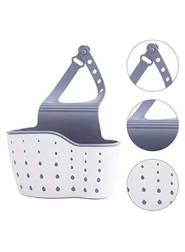 Kitchen Sink Shelf Organizer - Sink Caddy Soap And Sponge Holder Drying Rack (Cream)