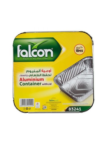 FALCON Aluminium Container Rectangle With Lid 83241 (1 X 10 Pieces) White
