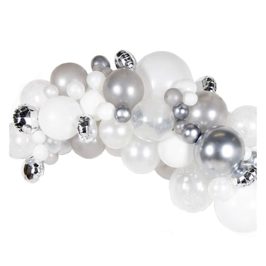 مجموعة بالونات جارلاند فضية فاخرة – 66 قطعة، طقم تزيين حفلات DIY