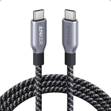 Anker Prime USB-C to USB-C Cable, 6 ft, 240W Fast Charging, Upcycled Braided Nylon, USB 2.0 - Black (International Version)