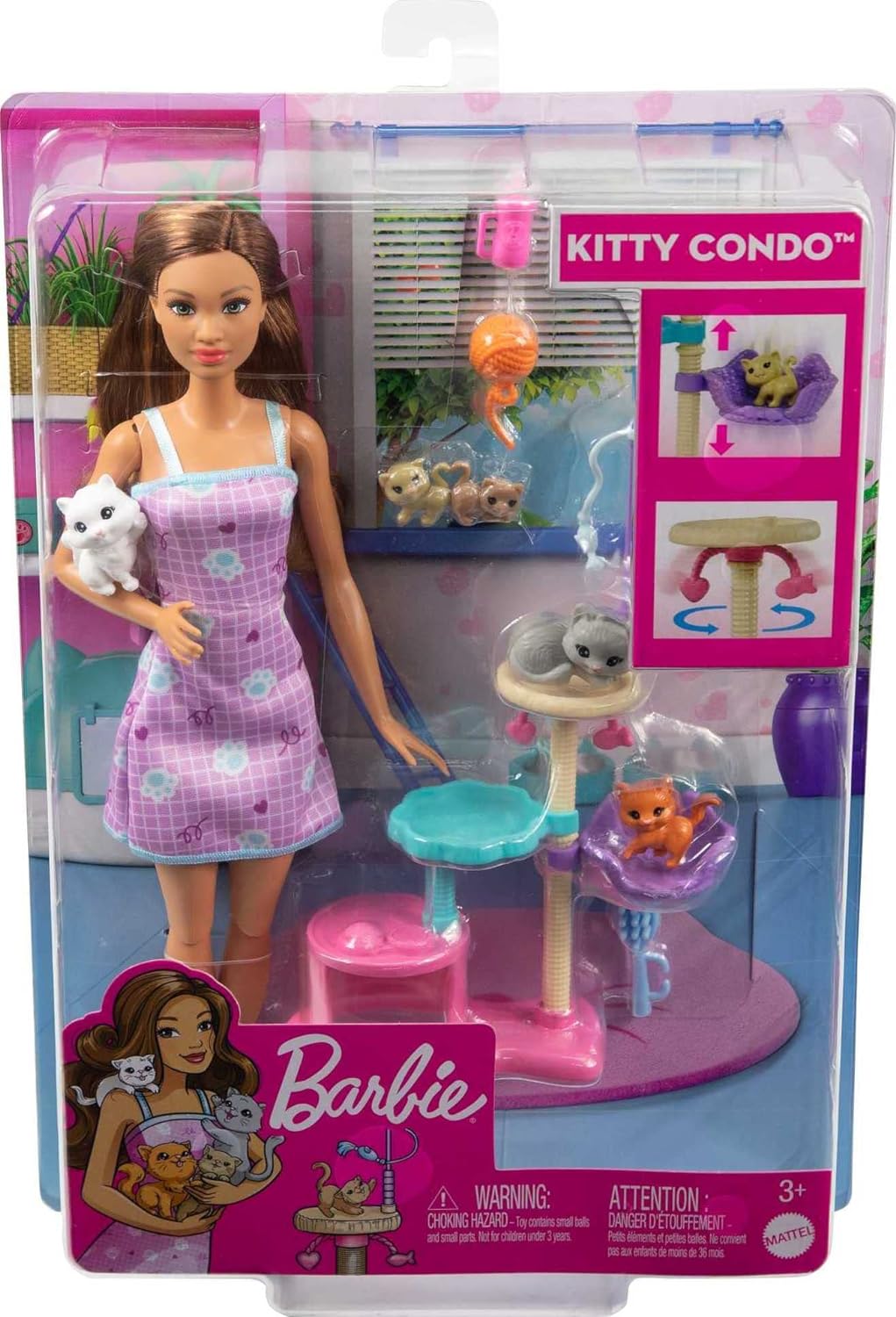 Barbie Kitty Condo Doll and Pets with Accessories, Toy for 3 Year Olds &amp; Up
