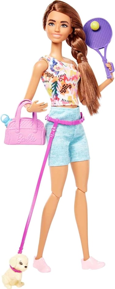 Barbie Doll with Puppy, Workout Outfit, Roller Skates and Tennis
