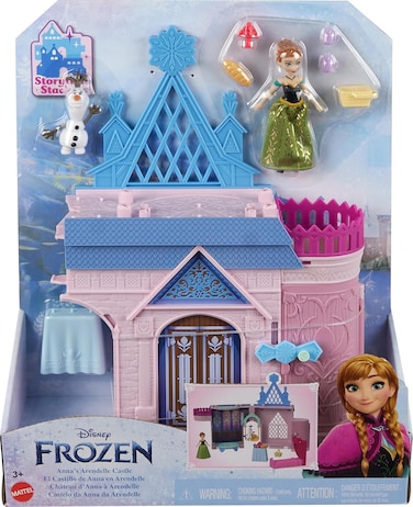 مجموعة ألعاب ديزني فروزن "قصص وقت التكديس"، بيت دمى قلعة أرينديل لآنا مع دمية صغيرة