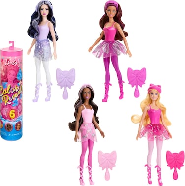 Barbie Color Reveal Doll &amp; Accessories, Ballerina Series, 6 Unboxing Surprises Include Color Change, Inspired by Balletcore (Styles May Vary)
