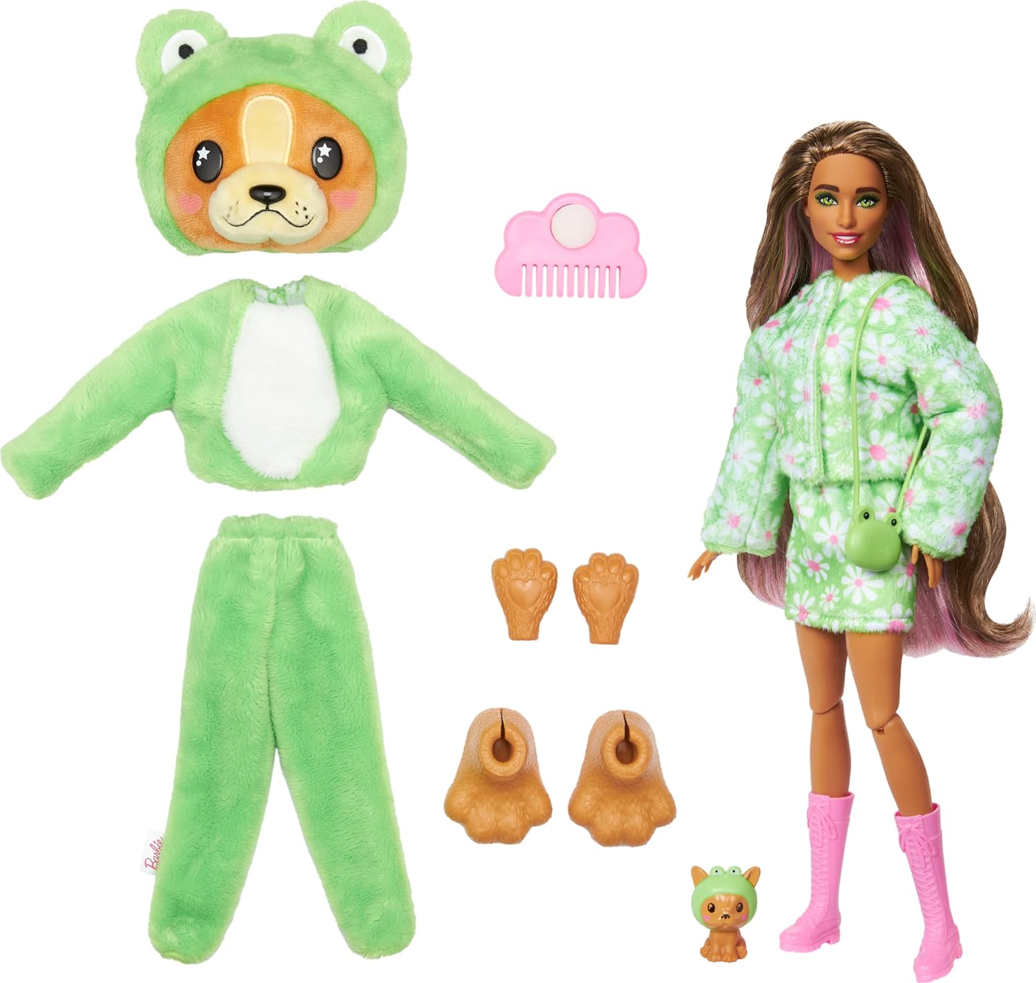 Barbie Cutie Reveal Costume-Themed Series Doll &amp; Accessories with 10 Surprises, Puppy as Frog
