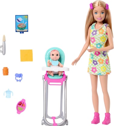 Barbie Skipper BabysittersDoll and Playset - Feeding Baby HTK35
