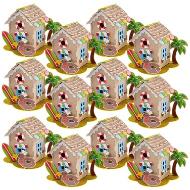 Fun Express 3D Beach Island Gingerbread House Craft Kit, Makes 12
