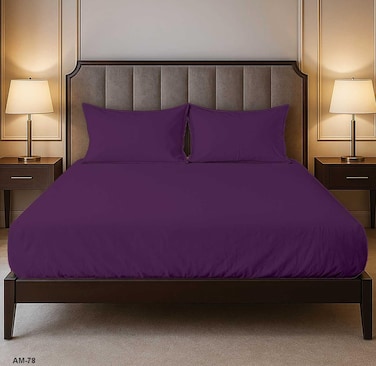 3 piece Polycotton Bed Sheet QUEEN size (W160xL200+35) cm 1 Fitted Sheet and 2 Standard Pillowcases Soft, Breathable &amp; Durable Fabric for Home Use