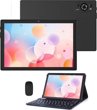 C idea 10.1&quot; Smart Tablet CM8200 Plus, Android 14, Kids computer with wireless keyboard, protective cover, Dual SIM 5G LTE, WiFi, Zoom &amp; TikTok supported (Black).