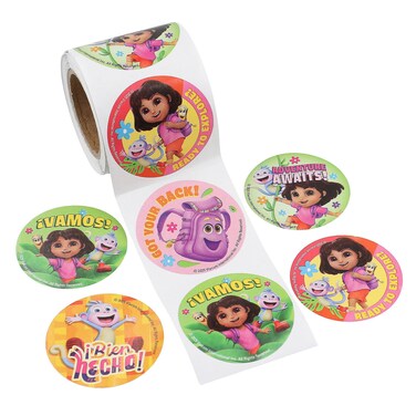 Fun Express 1 1/2" Dora The Explorer Characters Sticker Roll – 100 Pieces