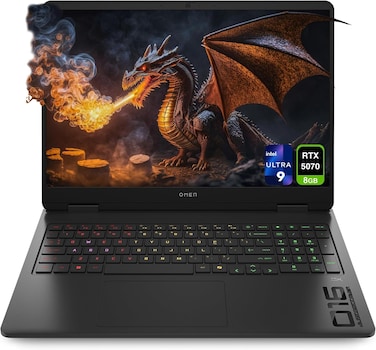 HP OMEN 16 Gaming Laptop, Intel Ultra 9-285H, 32 GB DDR5 RAM, 2TB PCIe SSD, 16" 144Hz Display, Nvidia G-Force RTX 5070, RGB Backlit Keyboard, W11 Home, Shadow Black
