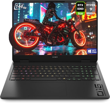 HP OMEN Gaming Laptop, AMD Ryzen 9-8940HX, 64GB DDR5 RAM, 1TB PCIe SSD, 16" 2K (1920x1200) 144Hz Display, Nvidia G-Force RTX 5060, Backlit Keyboard, W11 Pro, Shadow Black
