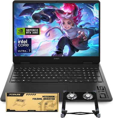 HP OMEN 16 RTX 5060 2025 AI Pro Gaming Laptop, 16" FHD+ 144Hz, Intel Ultra 7 255H(Beats Intel i7-14700), NVIDIA RTX 5060, 16GB DDR5 RAM, 1TB SSD, Bundle with PCO Laptop Cooler