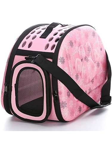LIENJAER Foldable Pet Dog Cat Carrier Cage Collapsible Travel Kennel - Portable Pet Carrier Outdoor Shoulder Bag for Puppy Kitty Small Medium Animal Bunny Ferrets Transport Carry-M (Pink)