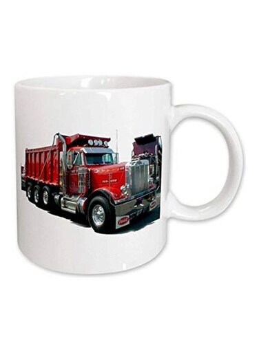 Printed Ceramic Mug White/Red/Grey