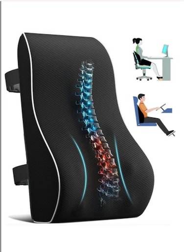 Foam Lumbar Support Pillow, Ergonomic Back Cushion for Lower Back Pain Relief, Portable Waist Back Support Pillow for Office Chair, Car Seat, Home Sofa, Improve Sitting Posture