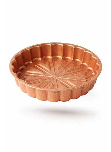 Non-Stick Round Baking Pan with Fluted Design &acirc;&euro;&ldquo; Ideal for Cake, Quiche, Tart &amp; Pie 24cm Brown