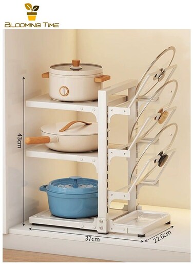 TIME Kitchen Storage Rack, Freestanding Multi-Tier Pot Rack for Home Use, Sink-Mounted Pot Rack with Layered Shelves, Dishwasher Sink Pot Rack, Kitchen Countertop Storage Rack, Pot Storage Rack, Multi-Functional Home Storage Rack, White
