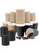 Ay Cabron&trade; Pack 12oz 8oz 4oz   Insulated Ripple Triple Wall Paper With/Without Black/White Lids   Black/Brown To Go Premium Disposable Coffee Cups (BLACK WLIDS, 12oz   25 PIECES)