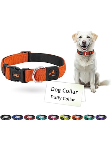 Doco Puffy Mesh Collar (DCA102) Color - Orange, Sizes - S (3/4"x10.5-14.5")