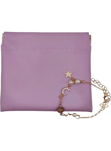 PU automatic closure storage bag mini portable, Leather Self-Closing Jewelry Storage Bag Jewelry Gift Packaging Bag for Rings, Bracelets, Necklaces, Earrings, Watch (Purple, One Size)