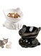 2 Pcs Elevated Cat Food Bowl, Ceramic Raised Cat Bowls, Anti Vomit Cat Food Bowl, Cat Feeding Bowl Neck Protective Bowl, 14&deg; Tilted Raised Cat Feeder