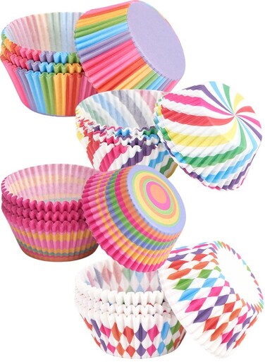 PCS Rainbow Cupcake Liners Paper Disposable Multi-color Perfect for Birthdays, Parties and Celebrations