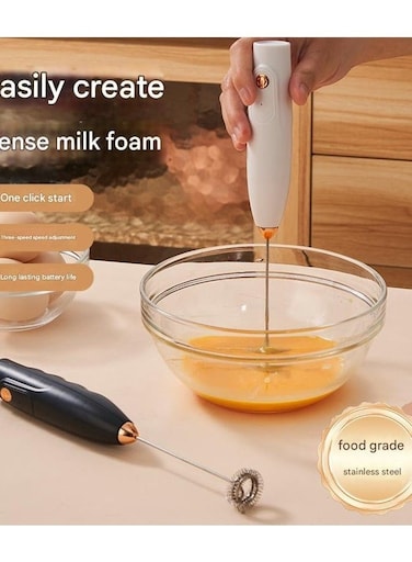AN Electric Milk Frothers,Stainless Steel,Mini Handheld.Quick Type-C Charging for Coffee Lattes,Cappuccinos,Egg Whipping &amp; Hot Choc.With Double-Layer Stirrer Head.(black)