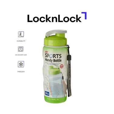 LocknLock 500ml Color Sports Handy Bottle - Green, Collapsible, Lightweight, with Wrist Strap and Quick-Access Top