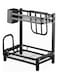 Dual Layer Stainless Steel Kitchen Storage Rack Black 35.5x23x40.5cm