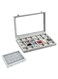 Beauenty Jewelry Organizer Tray, 24 Grid Velvet Jewelry Storage Case with Clear Glass Lid, Display Trays Drawer for Earring Necklace Rings (style 1)