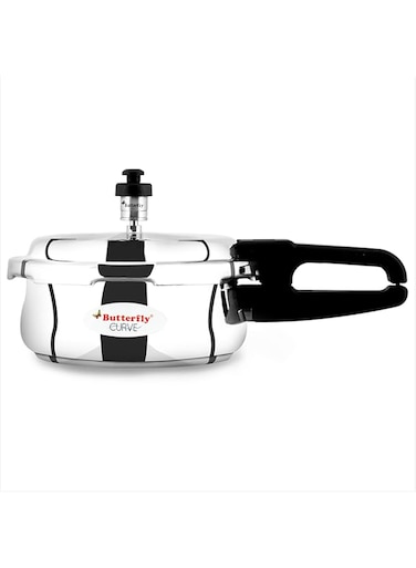 Butterfly curve 2 ltr pressure cooker, 2 litres, silver