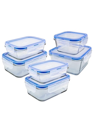Glass Containers BPA-Free Locking lids Food Storage Container 100% Leakproof Glass Lunch Boxes Freezer Storage container with Lids Airtight Glass Food Storage (Set of 6)