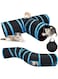 Tazweeq Collapsible Cat Tunnel, Cat Tunnel Indoor Cat Pet Rabbit Play Tunnel 3 Ways + Small Kitty Rabbit Hideout Fold Play Tunnel - 2 Pack (Black)