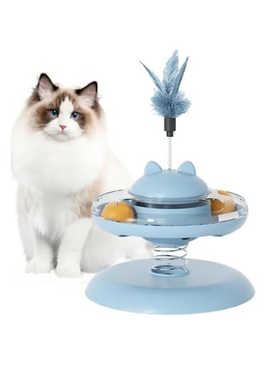 TERRIFI Interactive Turntable Cat Toy with Balls, Food Dispensing Roller for Mental &amp; Physical Exercise, Fun Puzzle Toy for Kittens
