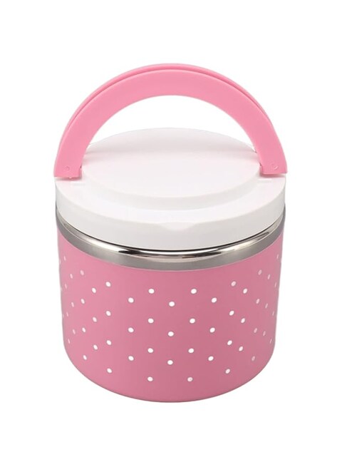 TUORE Thermal Food Container, Lightweight Round Insulated Lunch Box Leakage Proof Large Stain Resistant for Travel for School (Pink)