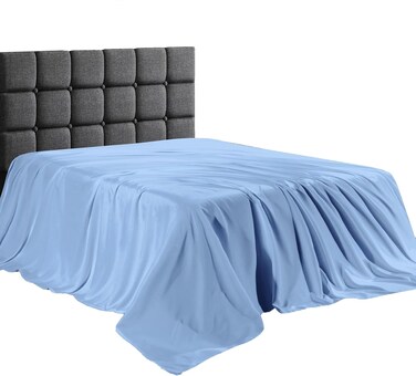 Zen 100% Egyptian Cotton Flat Bed Sheet - Super Soft Premium 300 Thread Count - Blue - Twin/Single